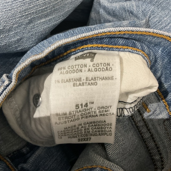 Levi's 514 Slim Straight Relaxed Fit Light Blue Jeans 32 x 27 Vintage Fit Jeans - Picture 3 of 10